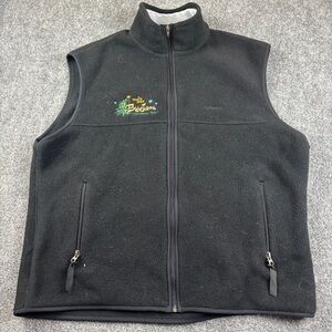 PATAGONIA Mens Black Synchilla Fleece Vest “Big John Christmas Trees” Logo - XL